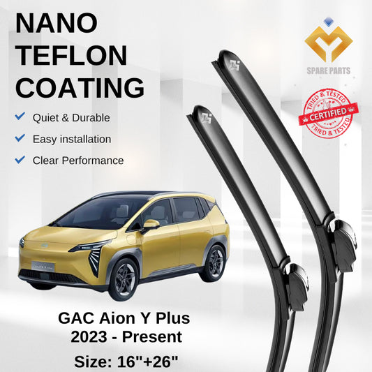 GAC Aion Y Plus 2023 - Present Premium Japan Tech Car Wiper Accessories 16”+26” Type 01/04 Clip- Includes Free Gift