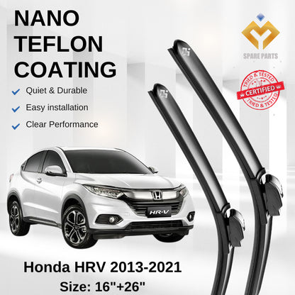 Honda HRV 2013-2021 Premium Japan Tech Car Wiper Accessories 16”+26” Type 02 Clip- Includes Free Microfibre  Cloth!