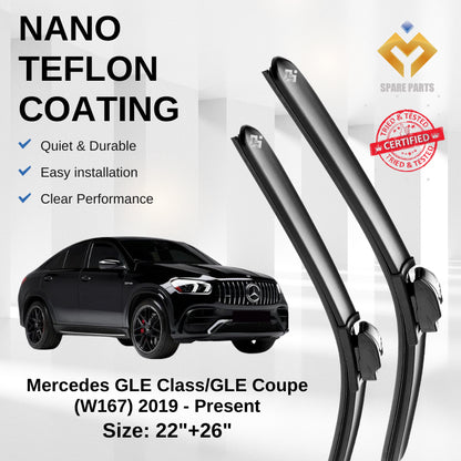 Mercedes GLE Class/GLE Coupe W167 2019 Premium Quality Japan Tech Car Wiper 1set 22"+26" Type 11 Clip-Includes Free Gift