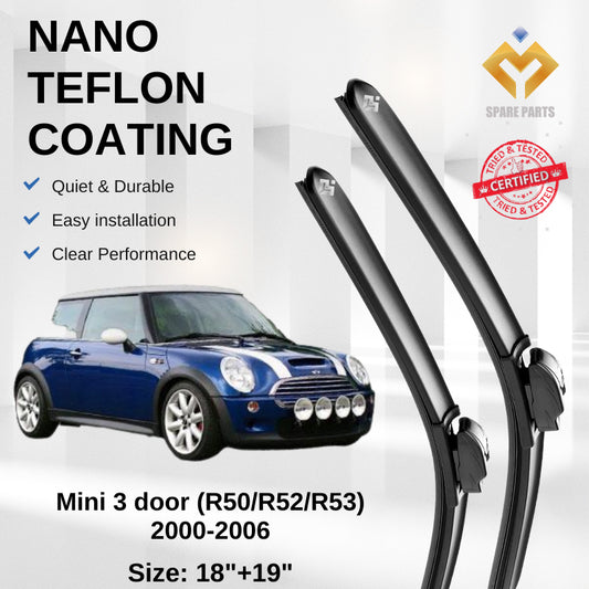 Mini Cooper R50/R52/R53 (2000-2006) Premium Japan Tech Car Wiper 18"+19" Type 02, Free Microfibre Cleaning Cloth