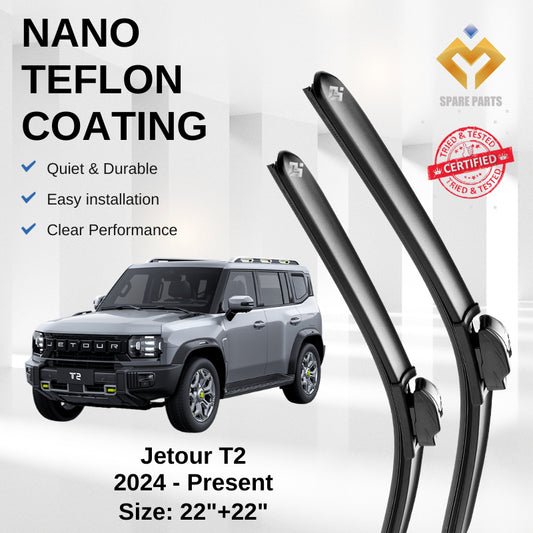Jetour T2 2024 - Present Premium Japan Tech Car Wiper Accessories 22”+22” Type 16 Clip- Includes Free Microfibre  Cloth!