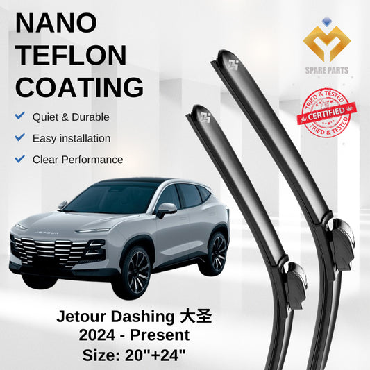 Jetour Dashing 2025-Present Premium Japan Tech Car Wiper Accessories 20”+24” Type 04/12 Clip- Includes Free Gift