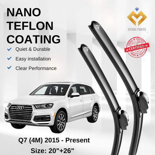 Audi Q7 4M (2015-Present) Premium Japan Tech Car Wiper 20”+26” Type 04 Clip, Free Microfibre Cleaning Cloth