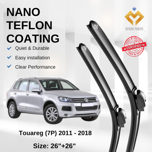 Volkswagen Touareg 7P (2011-2018) Premium Japan Tech Car Wiper 26”+26” Type 03 Clip, Free Microfibre Cleaning Cloth
