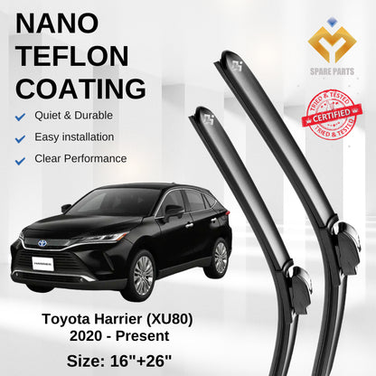 Toyota Harrier XU60 XU80 Premium Quality Japan Tech Car Wiper 1set 16"+26" U Hook Free Microfibre Cloth