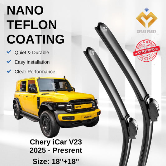 Chery iCar V23 Premium Japan Tech Car Wiper Accessories 18"+18” Type 01/04 Clip- Includes Free Microfibre  Cloth!