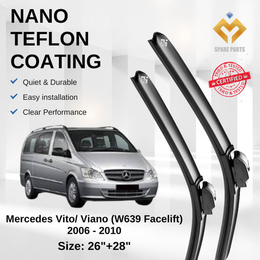 Mercedes Vito/ Viano W639 Facelift 2006-2010 Premium Quality Japan Tech Car Wiper 1set 26"+28" Type 05 Clip-Free Gift