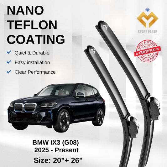 BMW iX3 G08 Premium Japan Tech Car Wiper Accessories 20”+26” Type 12 Clip- Includes Free Microfibre  Cloth!