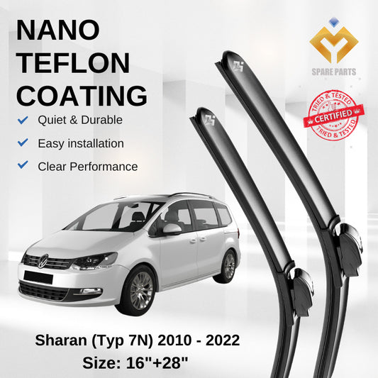 Volkswagen Sharan Typ 7N (2010-2022) Premium Japan Tech Car Wiper 16”+28” Type 01/04 Clip, Free Microfibre Cloth