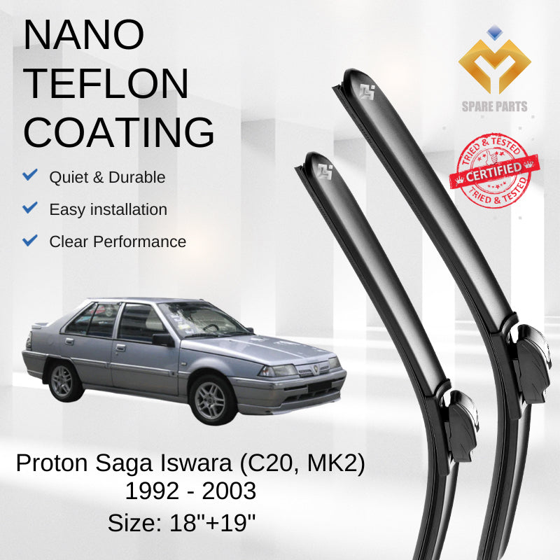 Proton Saga Iswara Premium Quality Car Wiper 1set 18"+19" Universal Hook Free Microfibre Cloth