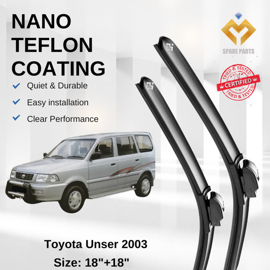 Toyota Unser 2003 Premium Japan Tech Car Wiper Accessories 18”+18” Universal Hook–Includes Free Microfibre Cloth!
