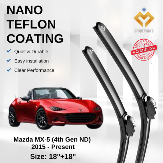 Mazda MX5 3rd 4th Gen Premium Japan Tech Car Wiper Accessories 18”+18” Universal Hook–Includes Free Microfibre Cloth!