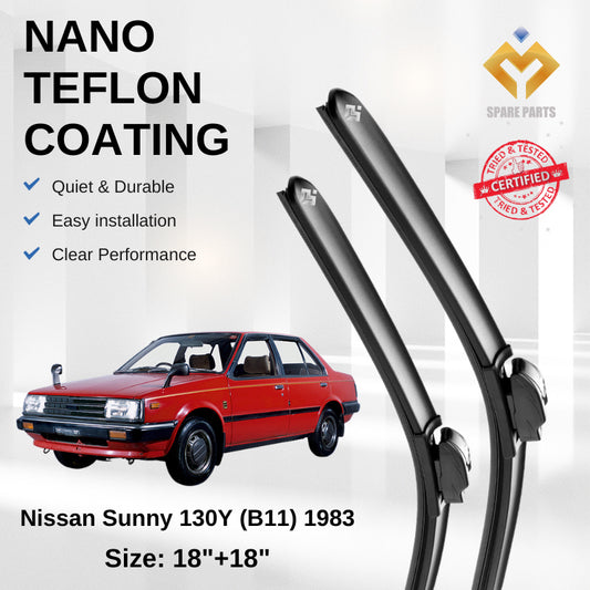 Nissan Sunny 130Y B11 1983 Premium Quality Japan Tech Car Wiper 1set 18"+18" U Hook Free Microfibre Cloth