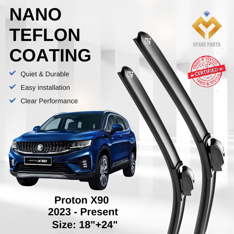 Proton X90 Premium Quality Japan Tech Car Wiper Accessories 18"+24" Type 14 Clip-Include Free Microfibre Cloth!