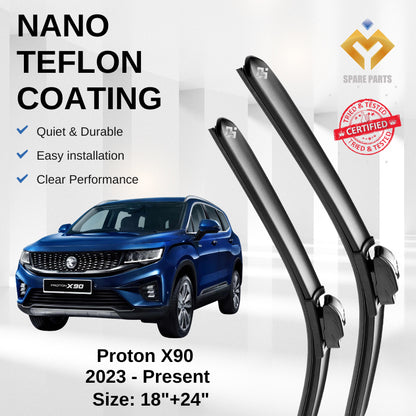 Proton X90 Premium Quality Japan Tech Car Wiper Accessories 18"+24" Type 14 Clip-Include Free Microfibre Cloth!