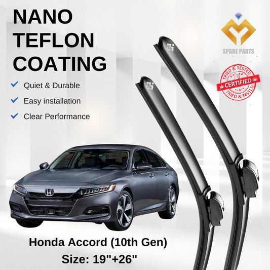 Honda Accord 8th-10th Gen Premium Quality Japan Tech Car Wiper Accessories 19"+26" Universal Hook Free Microfibre Cloth