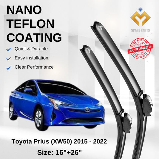 Toyota Prius XW30/XW50 Premium Quality Japan Nano Car Wiper 1set 16"+26" U Hook Free Microfibre Cloth