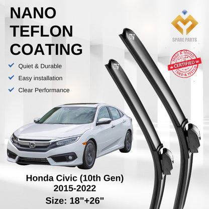 Honda Civic/Accord/Freed Premium Quality Japan Tech Car Wiper Set 18"+26" Universal Hook Free Microfibre Cloth