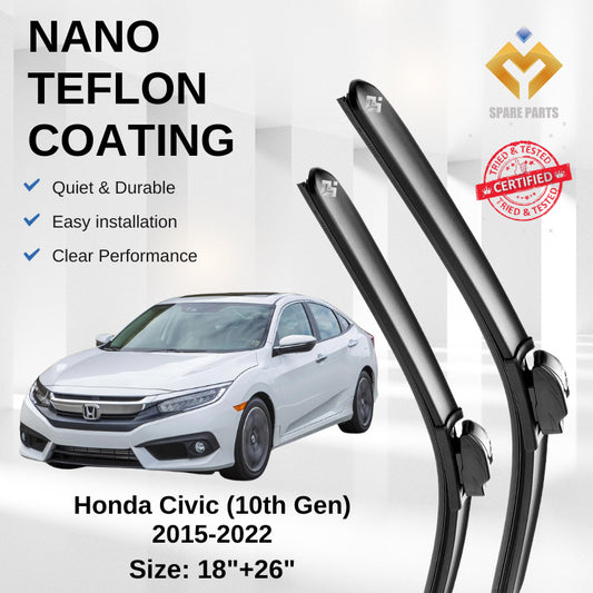Honda Civic/Accord/Freed Premium Quality Japan Tech Car Wiper Set 18"+26" Universal Hook Free Microfibre Cloth