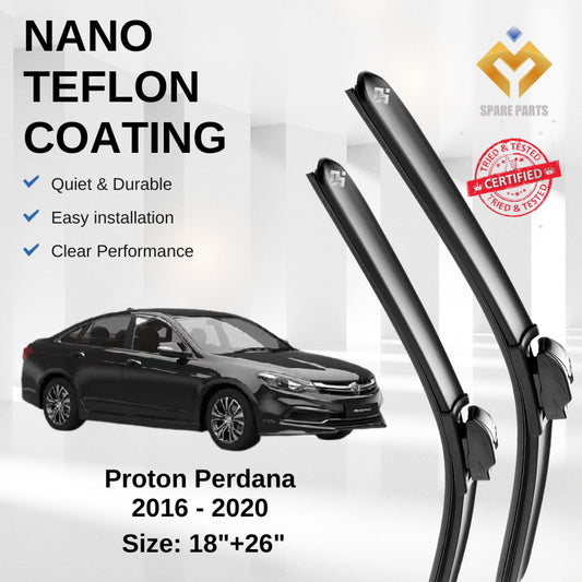 Proton Perdana 2013-2016 Premium Japan Tech Car Wiper Accessories 18”+26” Universal Hook–Includes Free Microfibre Cloth!