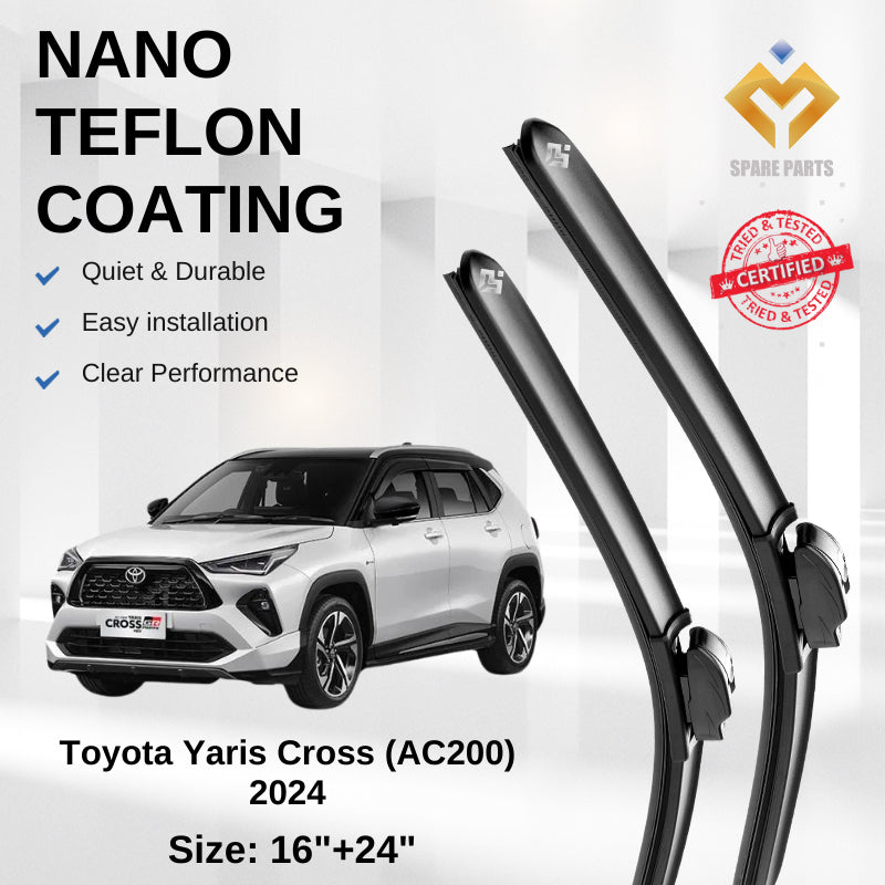 Toyota Yaris Cross AC200 Premium Japan Tech Car Wiper Accessories 16”+24” Universal Hook–Includes Free Microfibre Cloth!