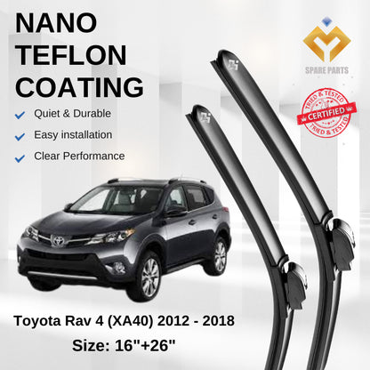 Toyota Rav4 XA40/XA50 Premium Japan Tech Car Wiper Accessories 16”+26” Universal Hook–Includes Free Microfibre Cloth!