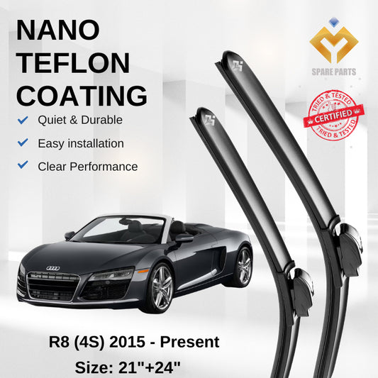 Audi R8 4S (2015-Present) Premium Japan Tech Car Wiper 21”+24” Type 06 Clip, Free Microfibre Cleaning Cloth