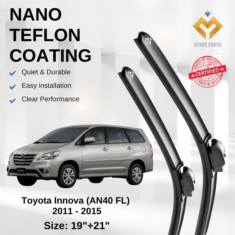 Toyota Innova AN40 FaceLift Premium Quality Japan Nano Car Wiper 1set 19"+21" U Hook Free Microfibre Cloth