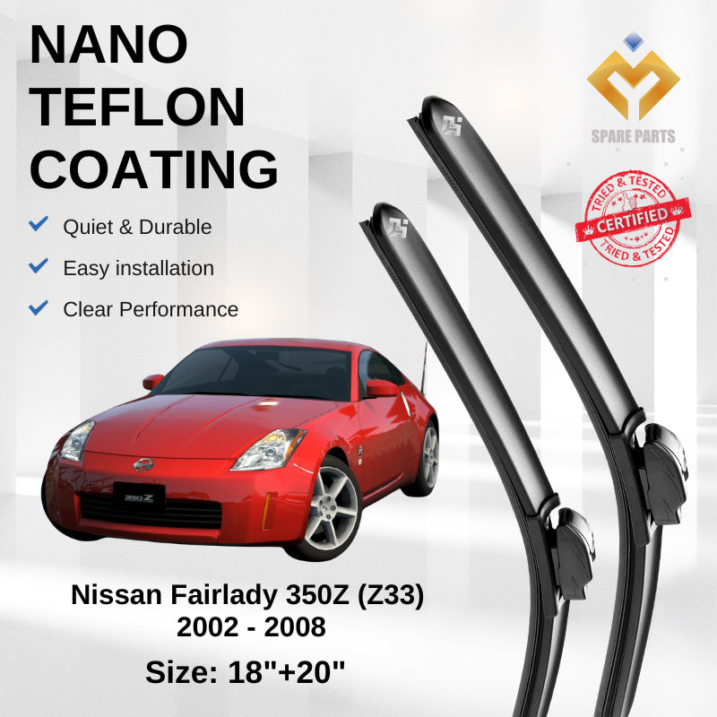 Nissan Fairlady  350Z Z33 2002 Premium Quality Japan Tech Car Wiper 1set 18"+20" U Hook Free Microfibre Cloth