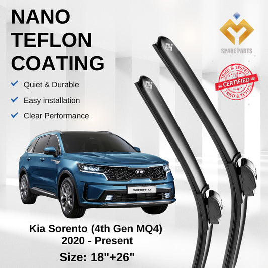 Kia Sorento 4th Gen MQ 4 2020 Premium Quality Japan Tech Car Wiper 1set 18"+26" U Hook Free Microfibre Cloth
