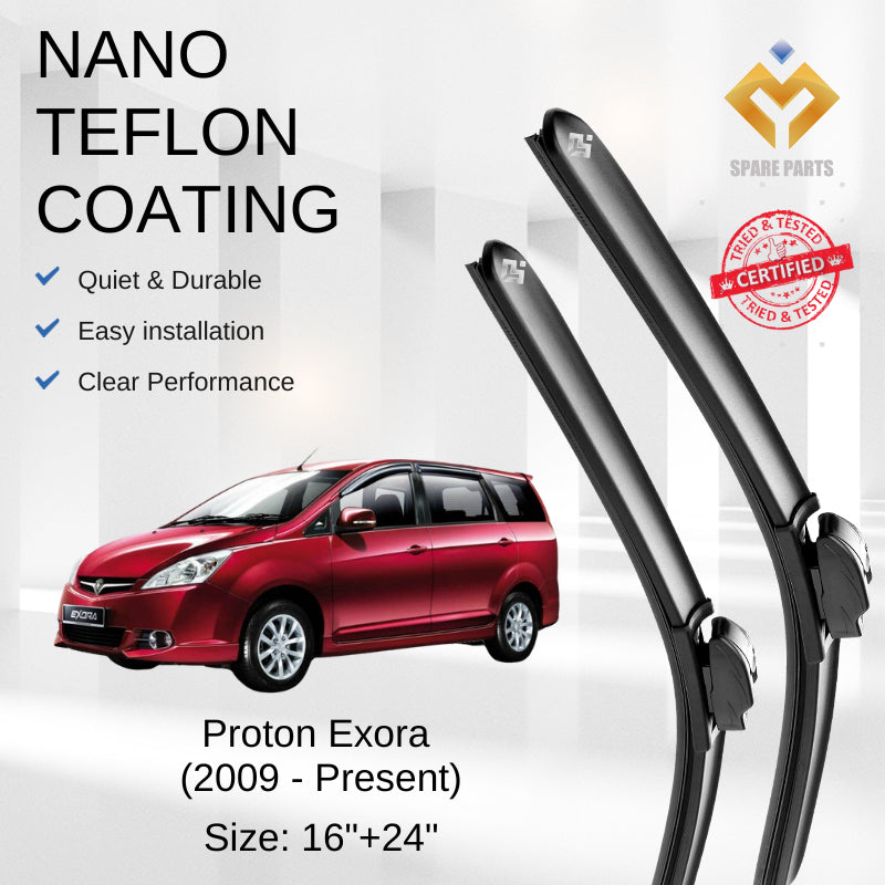 Proton Exora/Preve Premium Quality Japan Tech Car Wiper Accessories 16"+24" Universal Hook-Include Free Microfibre Cloth