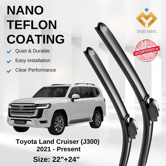 Toyota Land Cruiser J300 Premium Quality Japan Tech Car Wiper 1set 22"+24" U Hook Free Microfibre Cloth