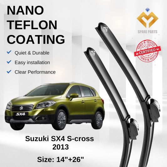 Suzuki SX4 S-cross 2013 Premium Japan Tech Car Wiper Accessories 14”+26” Universal Hook–Includes Free Microfibre Cloth!