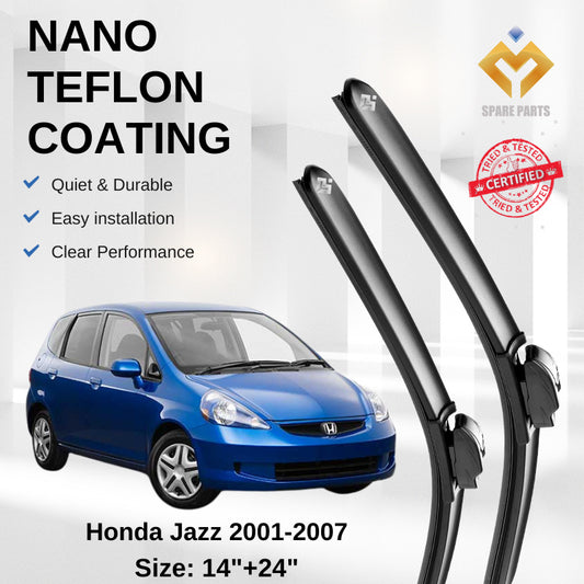 Honda Jazz GD/GE Premium Japan Tech Car Wiper Accessories 14”+24” Type 02 Clip- Includes Free Microfibre  Cloth!