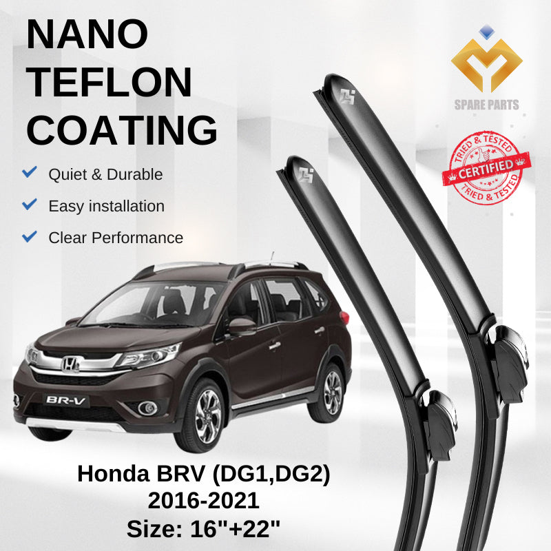 Honda BRV DG1/DG2 Premium Quality Japan Tech Car Wiper Accessories 16"+22" Universal Hook-Includes Free Microfibre Cloth