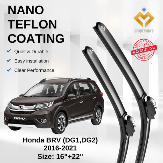Honda BRV DG1/DG2 Premium Quality Japan Tech Car Wiper Accessories 16"+22" Universal Hook-Includes Free Microfibre Cloth