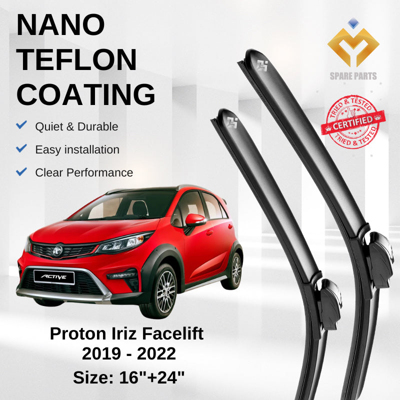 Proton Iriz Facelift Premium Japan Tech Car Wiper Accessories 16”+24” Type 01 Clip- Free Microfibre Cleaning Cloth!