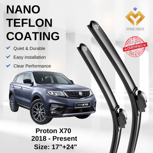 Proton X70 Premium Quality Japan Tech Car Wiper Accessories 17"+24" Type 14 Clip- Include Free Microfibre Cloth!