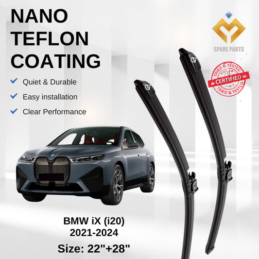 BMW iX (i20) 2021-2024 Premium Japan Tech Car Wiper with Spray Nozzle 22”+28” - Includes Free Microfibre  Cloth!
