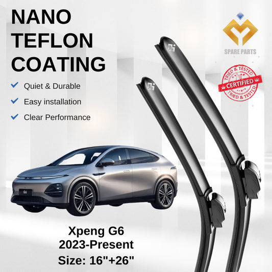 Xpeng G6 2023-Present Premium Japan Tech Car Wiper Accessories 16”+26” Type 14 Clip- Includes Free Microfibre  Cloth!