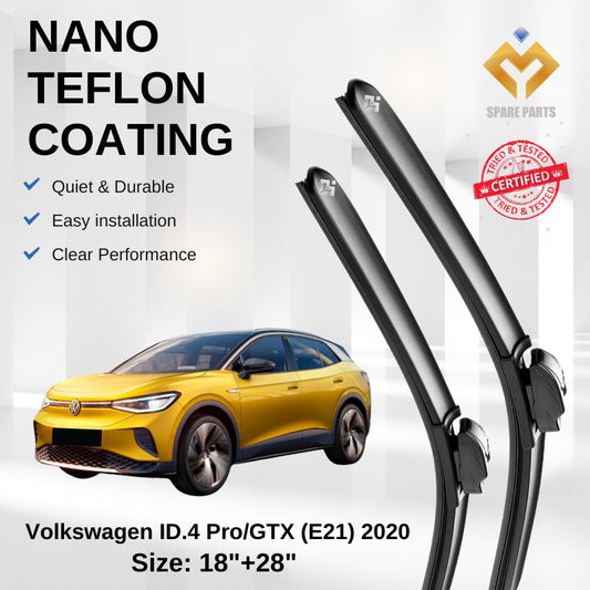 Volkswagen ID.4 Pro/GTX(E21) 2020 Premium Quality Japan Tech Car Wiper 1set 18"+28" Type 04 Clip Free Microfibre Cloth