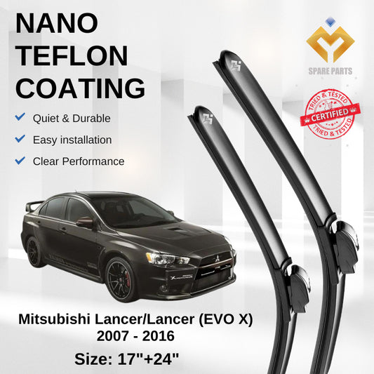 Mitsubishi Lancer Lancer EVO X 2007 Premium Japan Tech Car Wiper Accessories 17”+24” Universal Hook–Includes Free Gift!