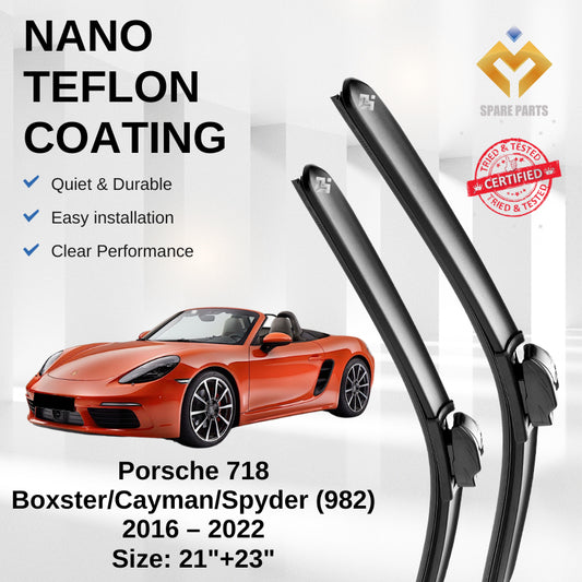 Porsche 718 Boxster/Cayman/Spyder (982) 2016-2022 Premium Japan Tech Car Wiper Accessories 21”+23” Type 01/04 Clip