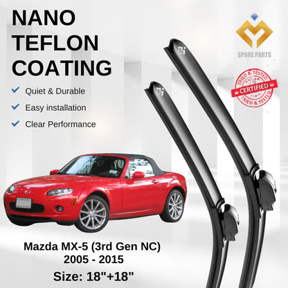 Mazda MX5 3rd 4th Gen Premium Japan Tech Car Wiper Accessories 18”+18” Universal Hook–Includes Free Microfibre Cloth!