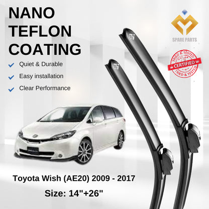 Toyota Wish PriusC Premium Quality Japan Nano Car Wiper 1set 14"+26"U Hook Free Microfibre Cloth
