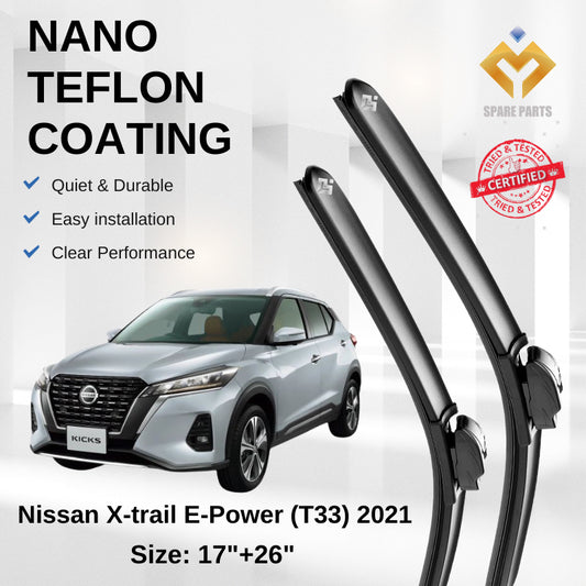 Nissan X-trail E-Power (T33) 2021 Premium Quality Japan Tech Car Wiper 1set 17"+26" U Hook Free Microfibre Cloth