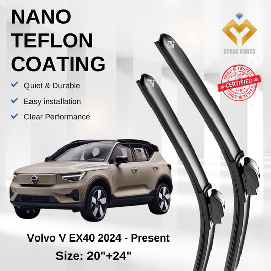 Volvo EX40 2024 - Present Premium Japan Tech Car Wiper Accessories 20”+24” Type 01/04 Clip- Includes Free Gift!