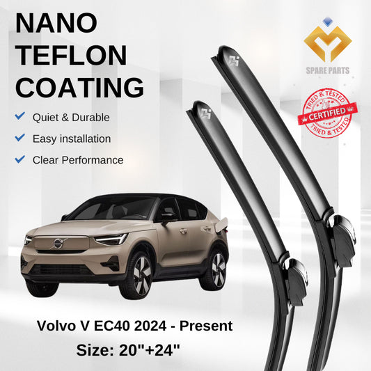 Volvo EC40 2024 - Present Premium Japan Tech Car Wiper Accessories 20”+24” Type 01/04 Clip- Includes Free Gift!