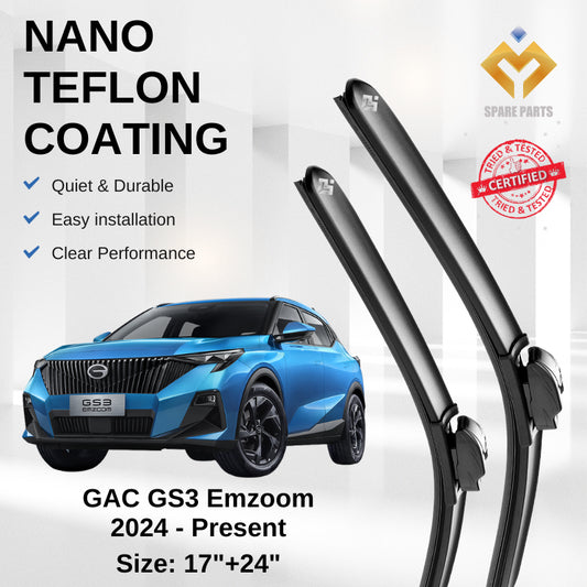 Gac Motor GS3 Emzoom Premium Japan Tech Car Wiper 17"+24" Type 04 Free Microfibre Cleaning Cloth!