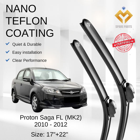 Proton Saga FL FLX BLM Premium Japan Tech Quality Car Wiper Accessories 17"+22" Universal Hook Free Microfibre Cloth